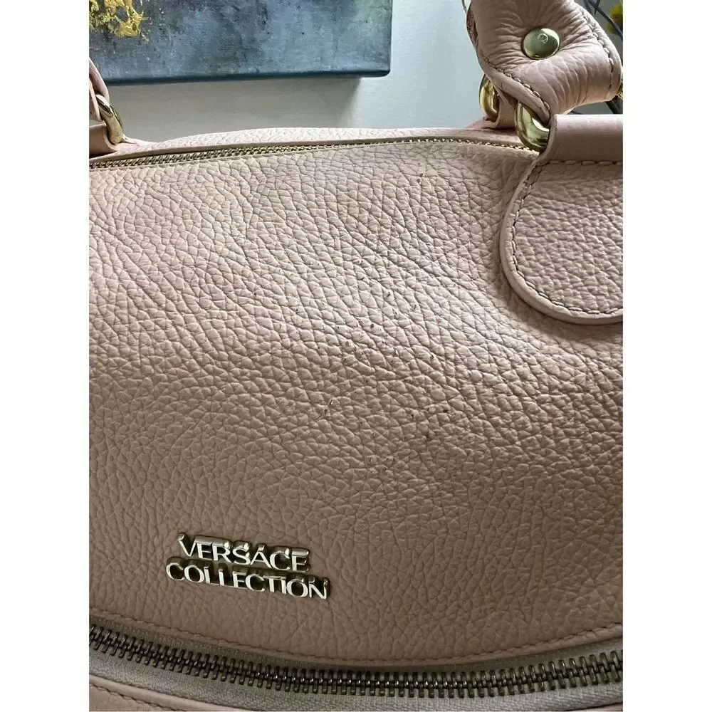 VERSACE COLLECTION Pebbled Leather Pink Handle Bag